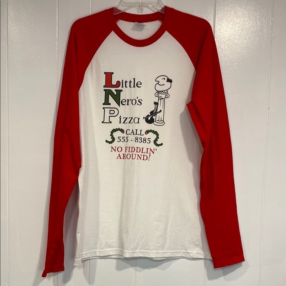 Home Alone Tee Shirt Little Nero’s Pizza Baseball Jersey Unisex Size Large NWOT